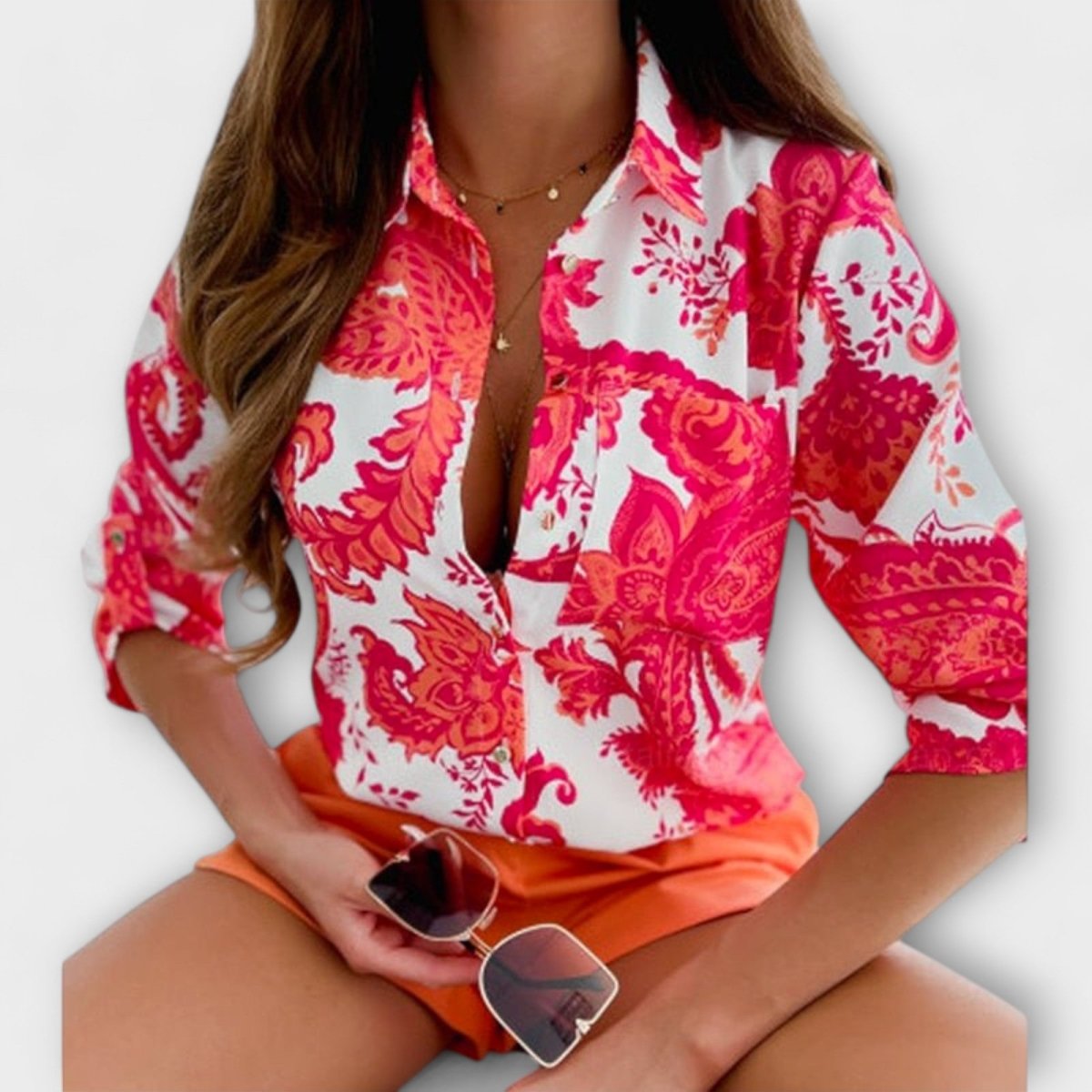 Romina™ | Blusa de gola clássica - | Benedita Lisboa