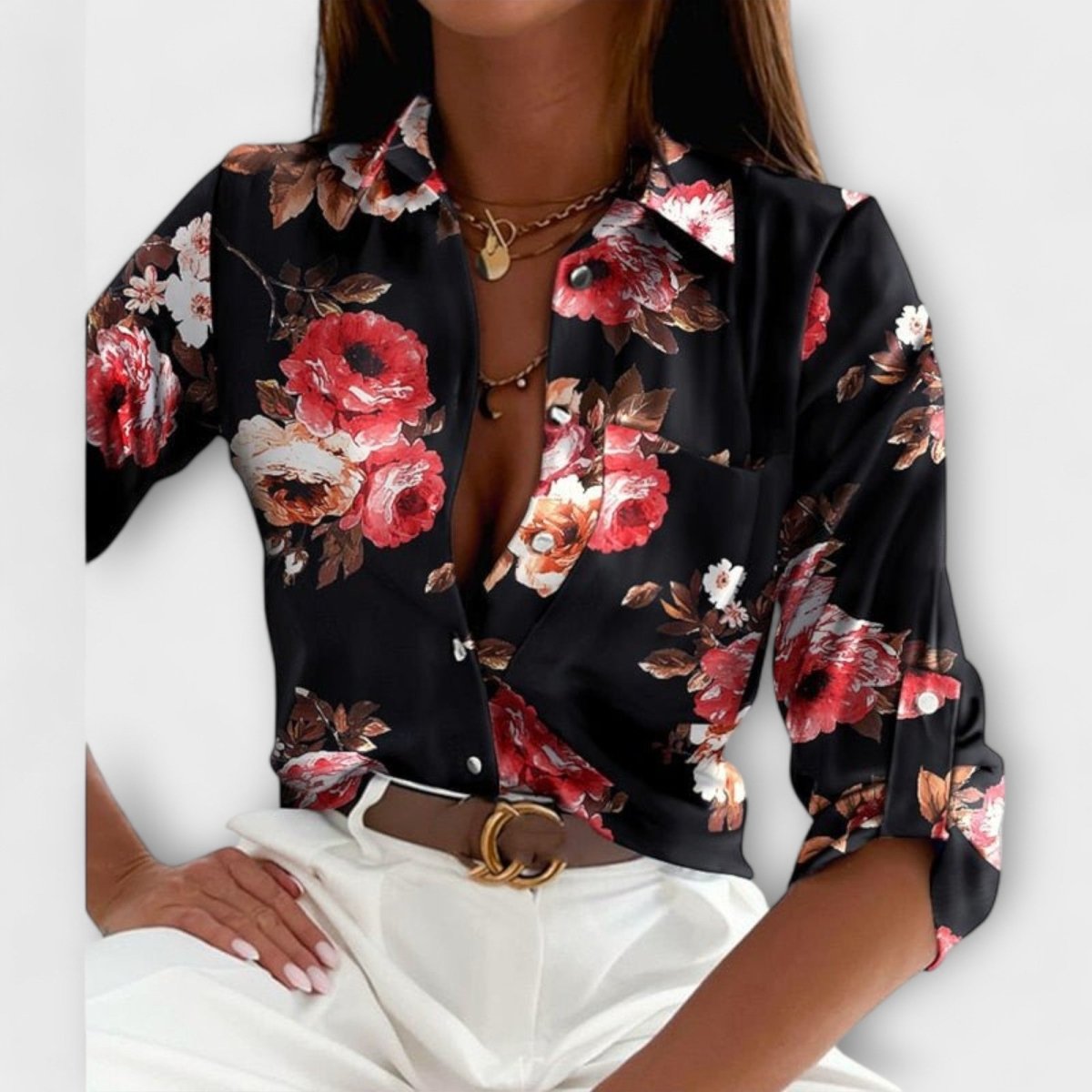 Romina™ | Blusa de gola clássica - | Benedita Lisboa