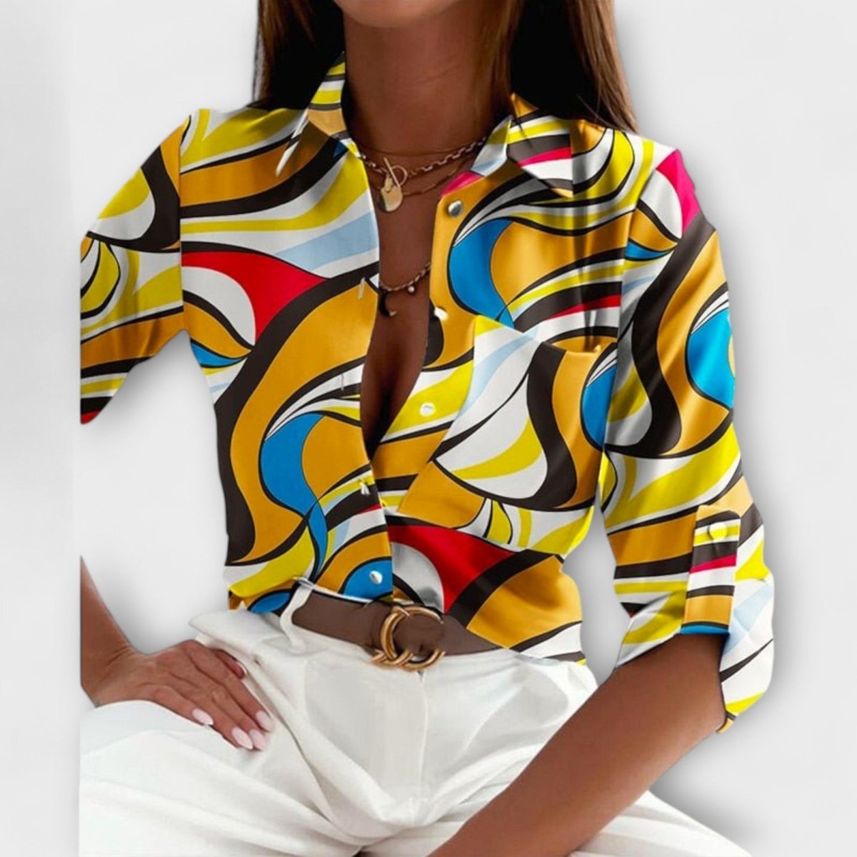 Romina™ | Blusa de gola clássica - | Benedita Lisboa