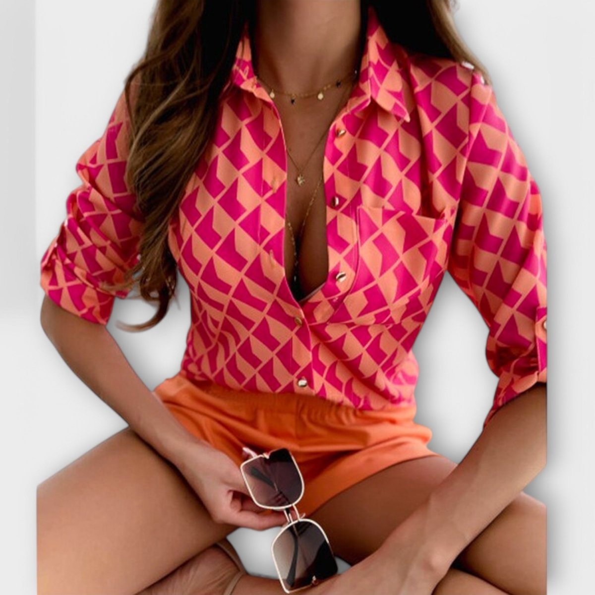 Romina™ | Blusa de gola clássica - | Benedita Lisboa