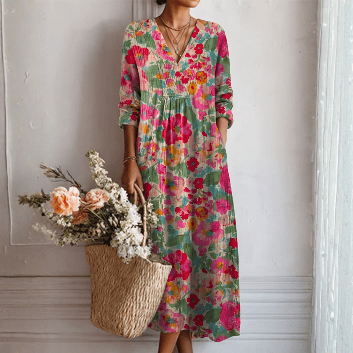 Rosa™ | Vestido Floral Elegante - Vestido | Benedita Lisboa