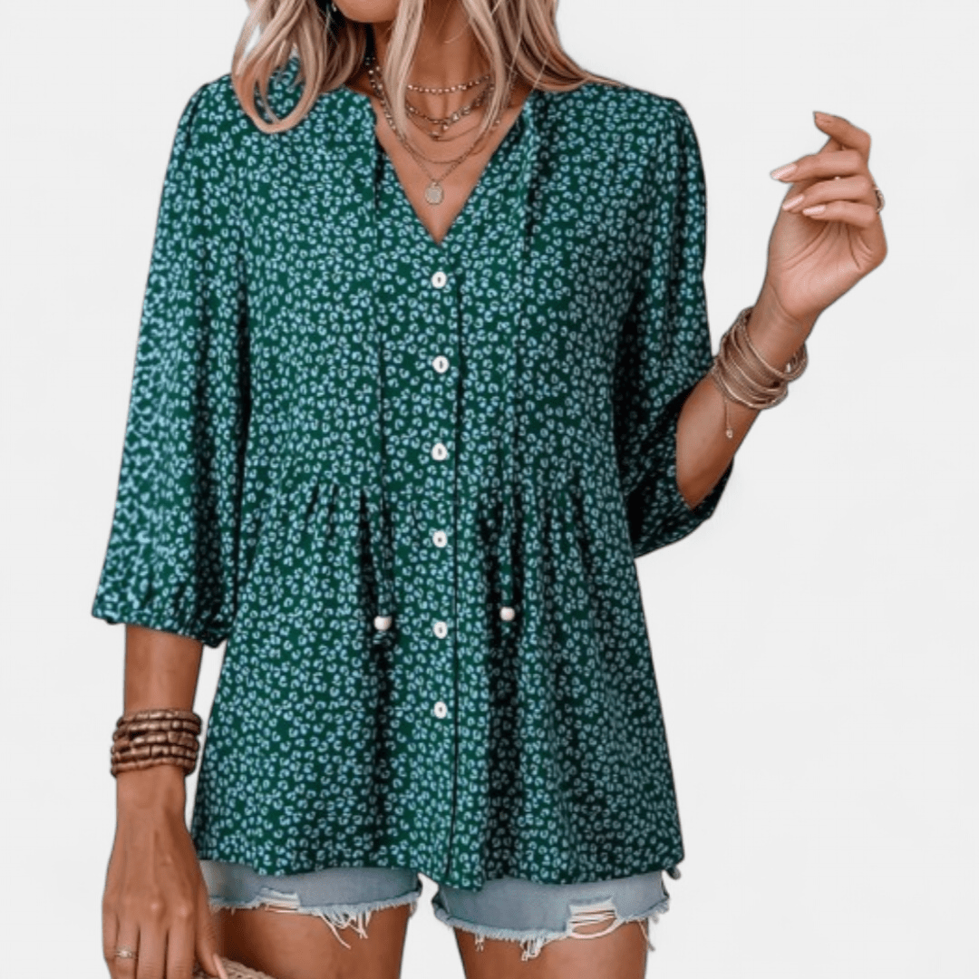 ROSALIE™ – Blusa Babydoll com Renda Floral Boho - | Benedita Lisboa