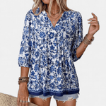 ROSALIE™ – Blusa Babydoll com Renda Floral Boho - | Benedita Lisboa