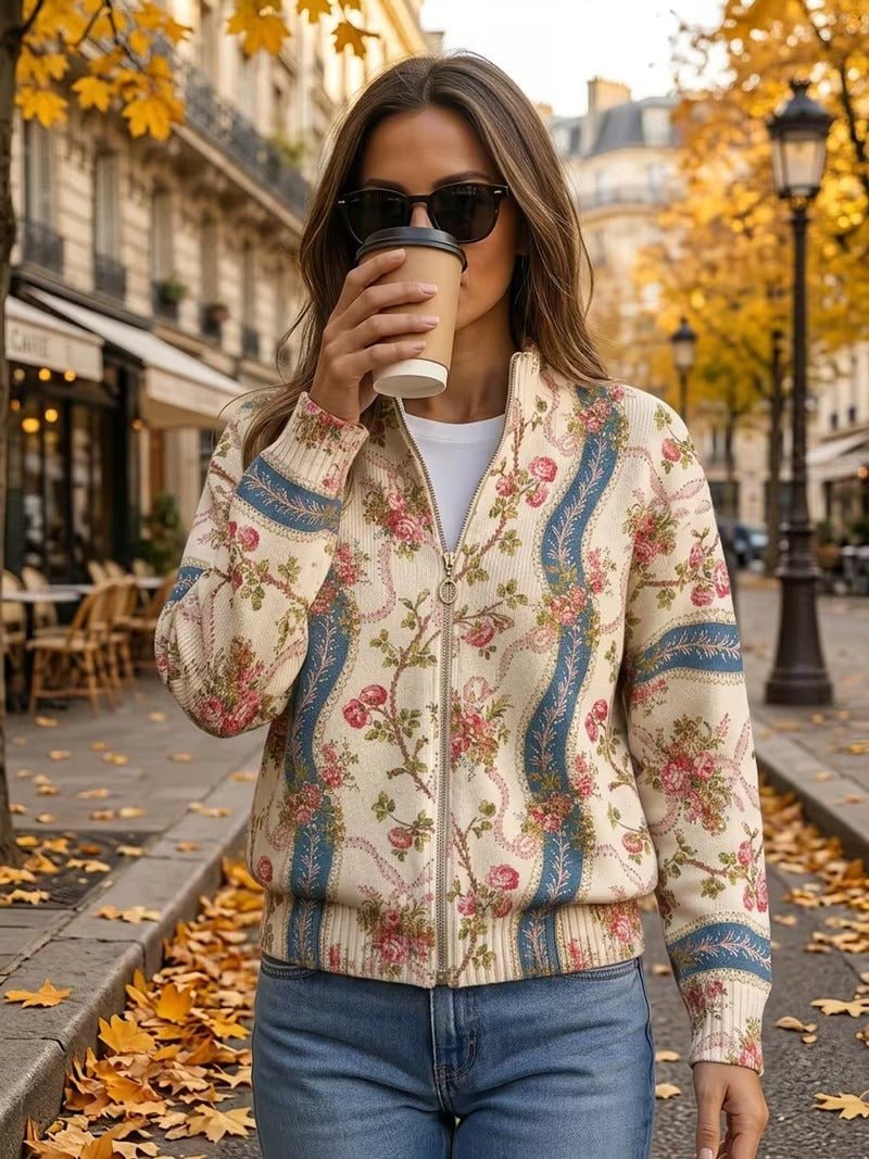 Rosalind™ | Casaco de Malha com Rosas Trepadeiras e Fitas - | Benedita Lisboa