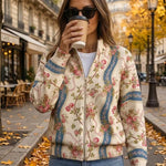 Rosalind™ | Casaco de Malha com Rosas Trepadeiras e Fitas - | Benedita Lisboa