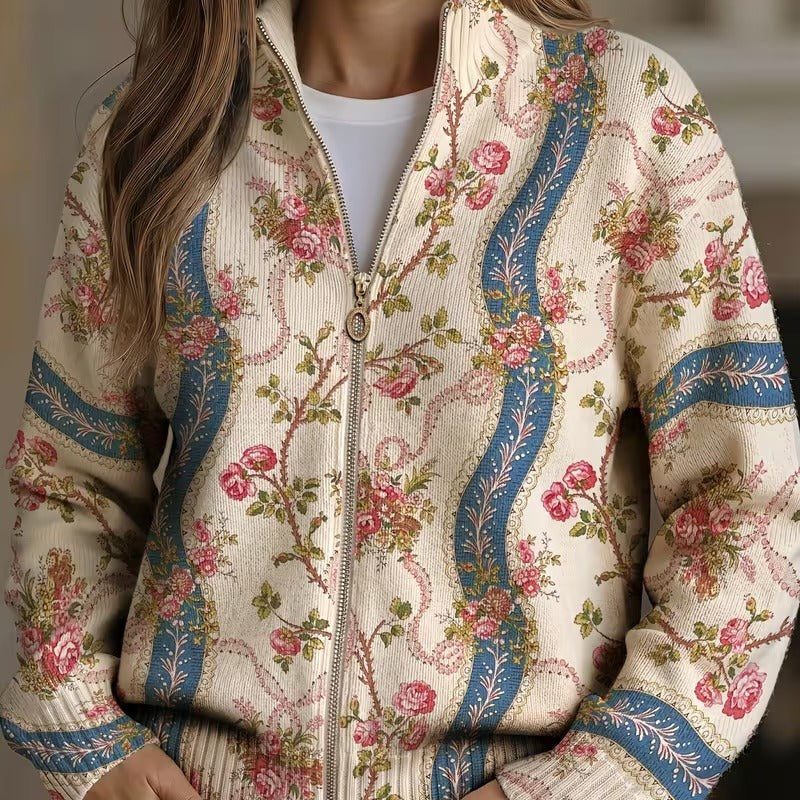 Rosalind™ | Casaco de Malha com Rosas Trepadeiras e Fitas - | Benedita Lisboa