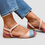Roselina™ | Asymmetrische rosa Sandalen im Color - Block - Stil - | Benedita Lisboa