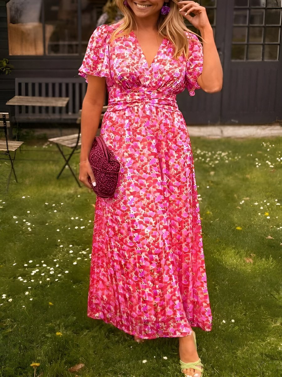 Sandra™ | Vestido maxi elegante com decote em V - | Benedita Lisboa