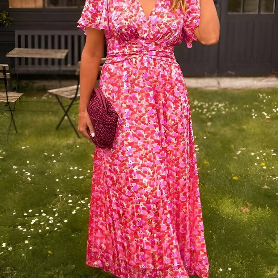 Sandra™ | Vestido maxi elegante com decote em V - | Benedita Lisboa