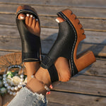 Sapatos Casuais de Verão com Salto Chunky Abertos - | Benedita Lisboa
