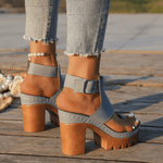 Sapatos Casuais de Verão com Salto Chunky Abertos - | Benedita Lisboa