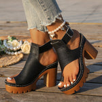 Sapatos Casuais de Verão com Salto Chunky Abertos - | Benedita Lisboa