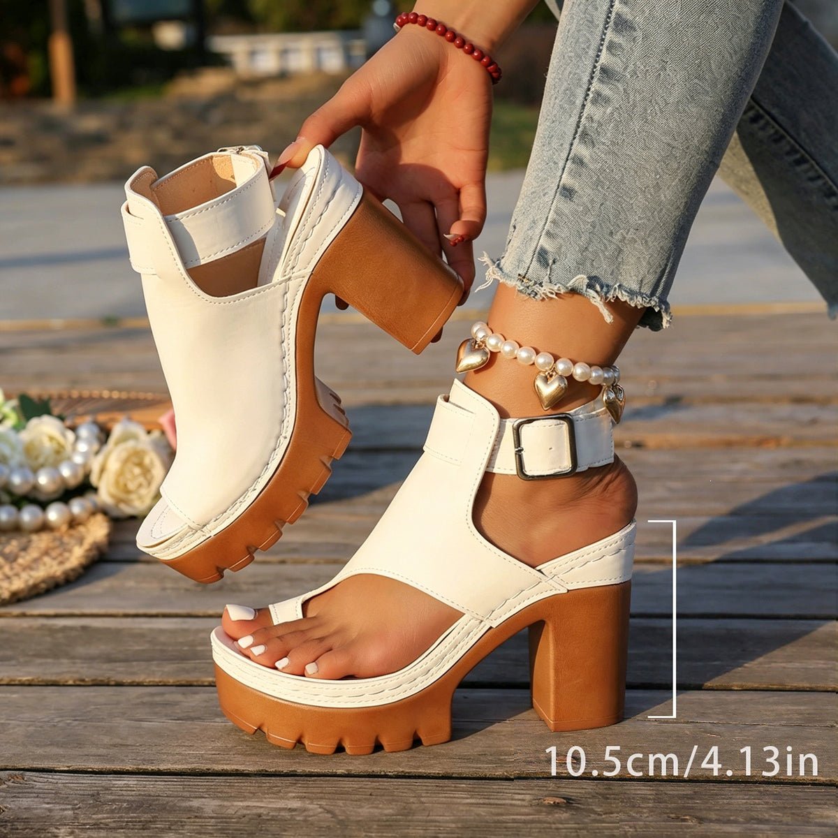 Sapatos Casuais de Verão com Salto Chunky Abertos - | Benedita Lisboa