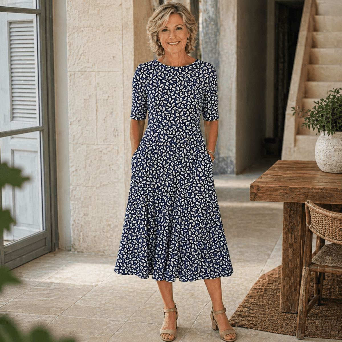 Sarah | Vestido Midi Floral Sem Esforço - Dress | Benedita Lisboa