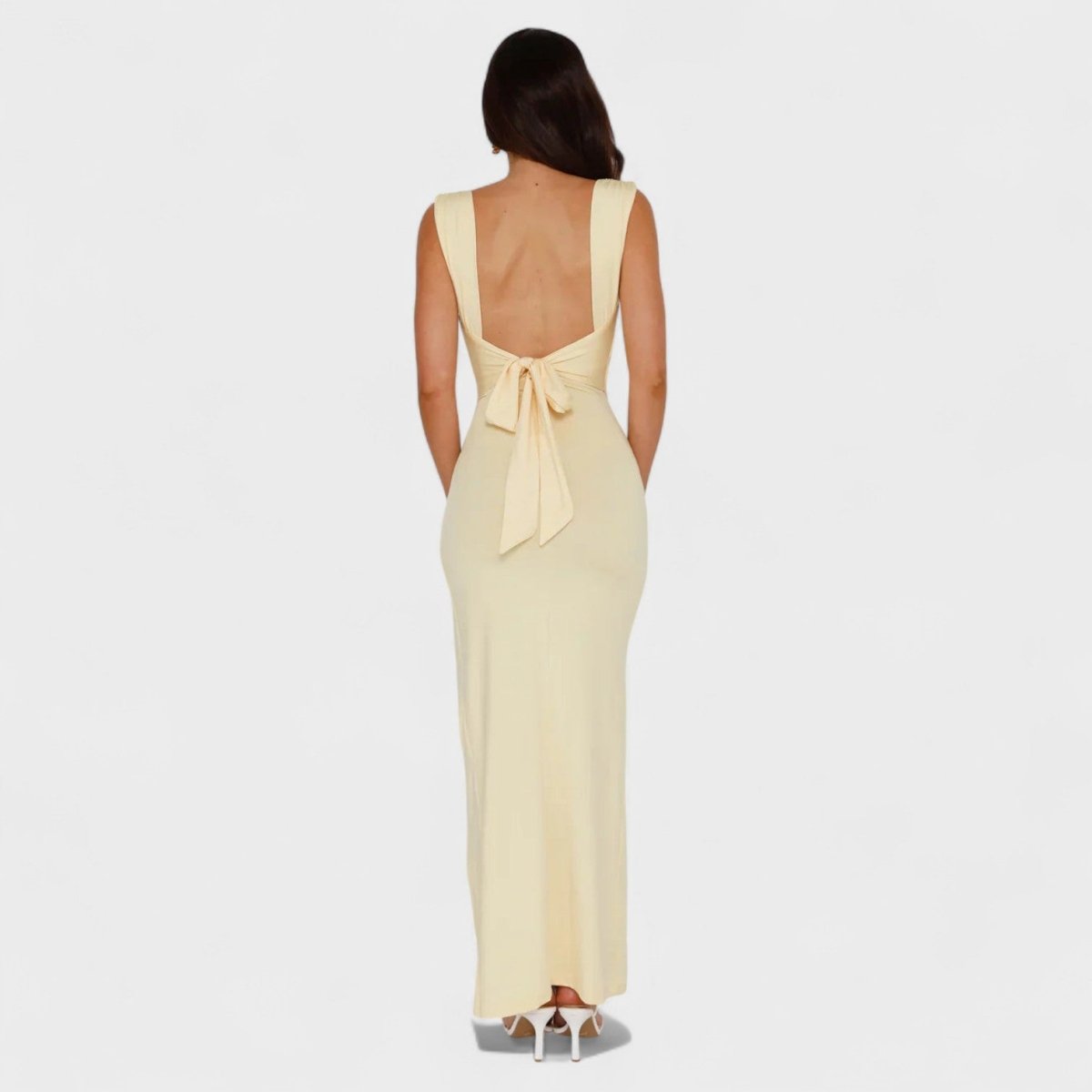 Sarella™ | Vestido comprido com costas abertas e laço - | Benedita Lisboa