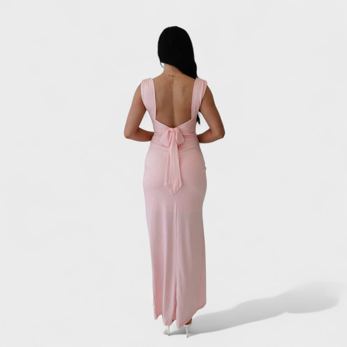Sarella™ | Vestido comprido com costas abertas e laço - | Benedita Lisboa