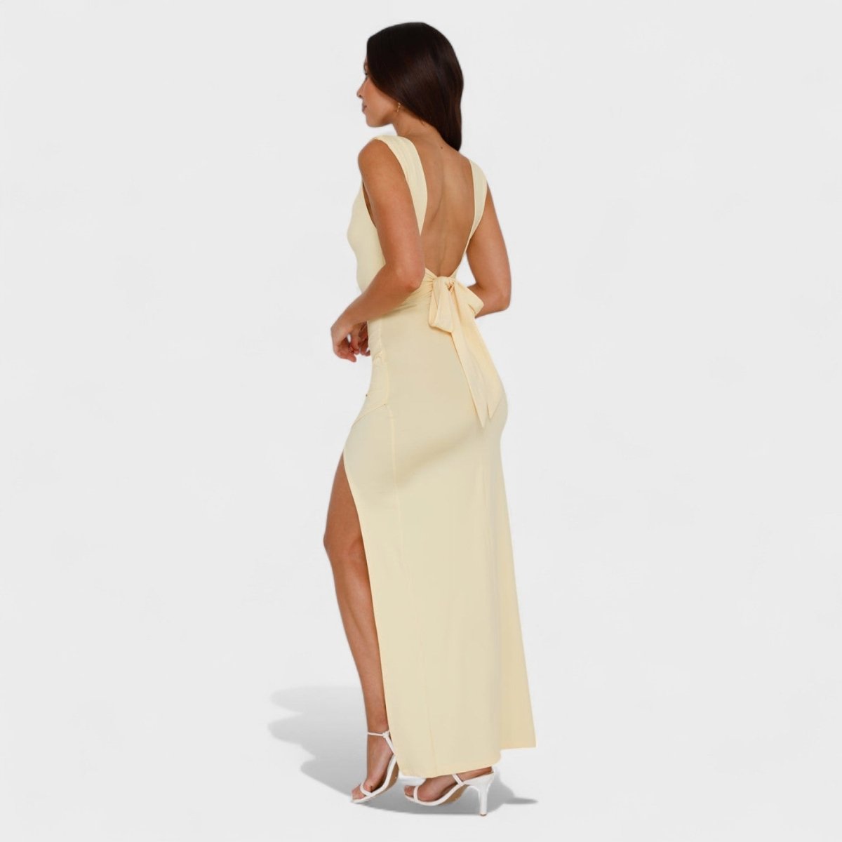 Sarella™ | Vestido comprido com costas abertas e laço - | Benedita Lisboa