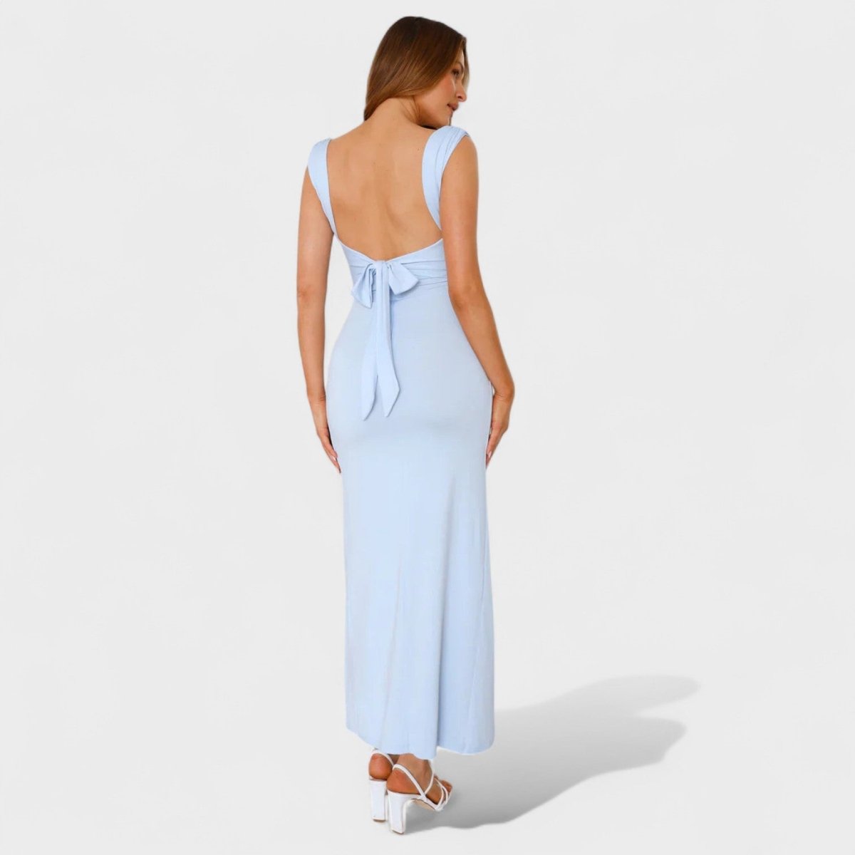 Sarella™ | Vestido comprido com costas abertas e laço - | Benedita Lisboa