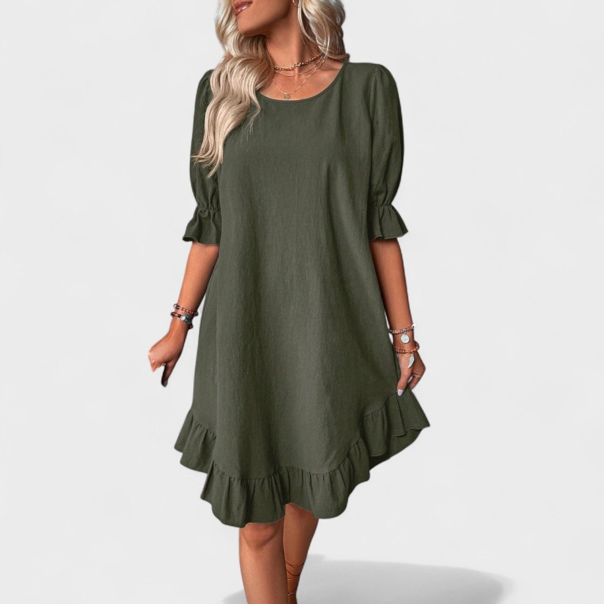 Sassa™ | Vestido casual com folhos - | Benedita Lisboa