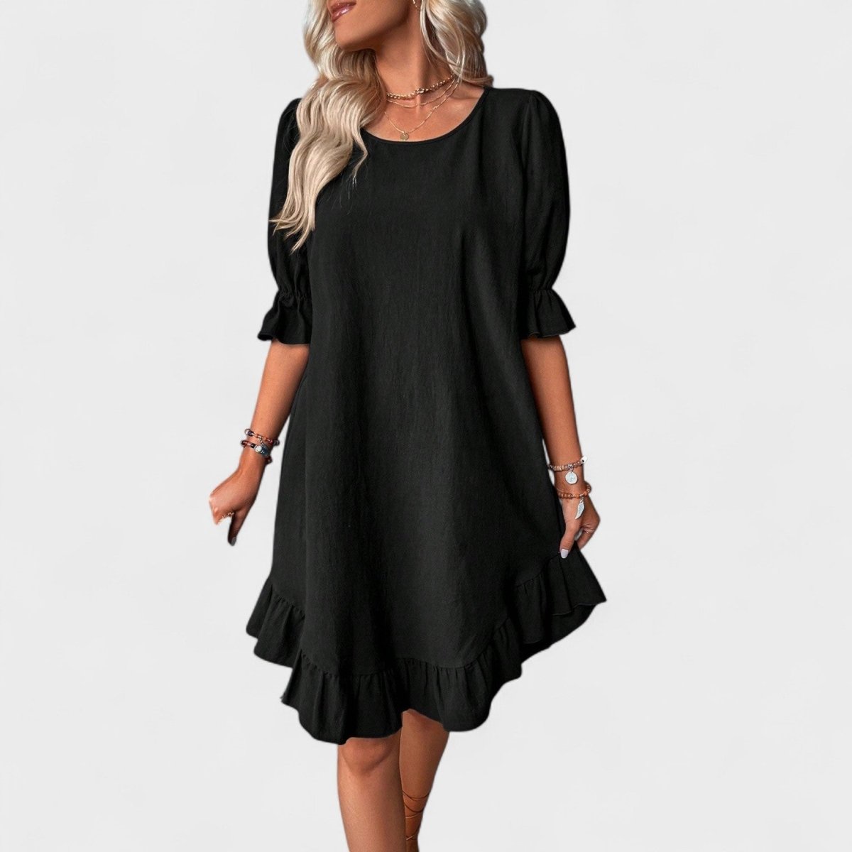Sassa™ | Vestido casual com folhos - | Benedita Lisboa