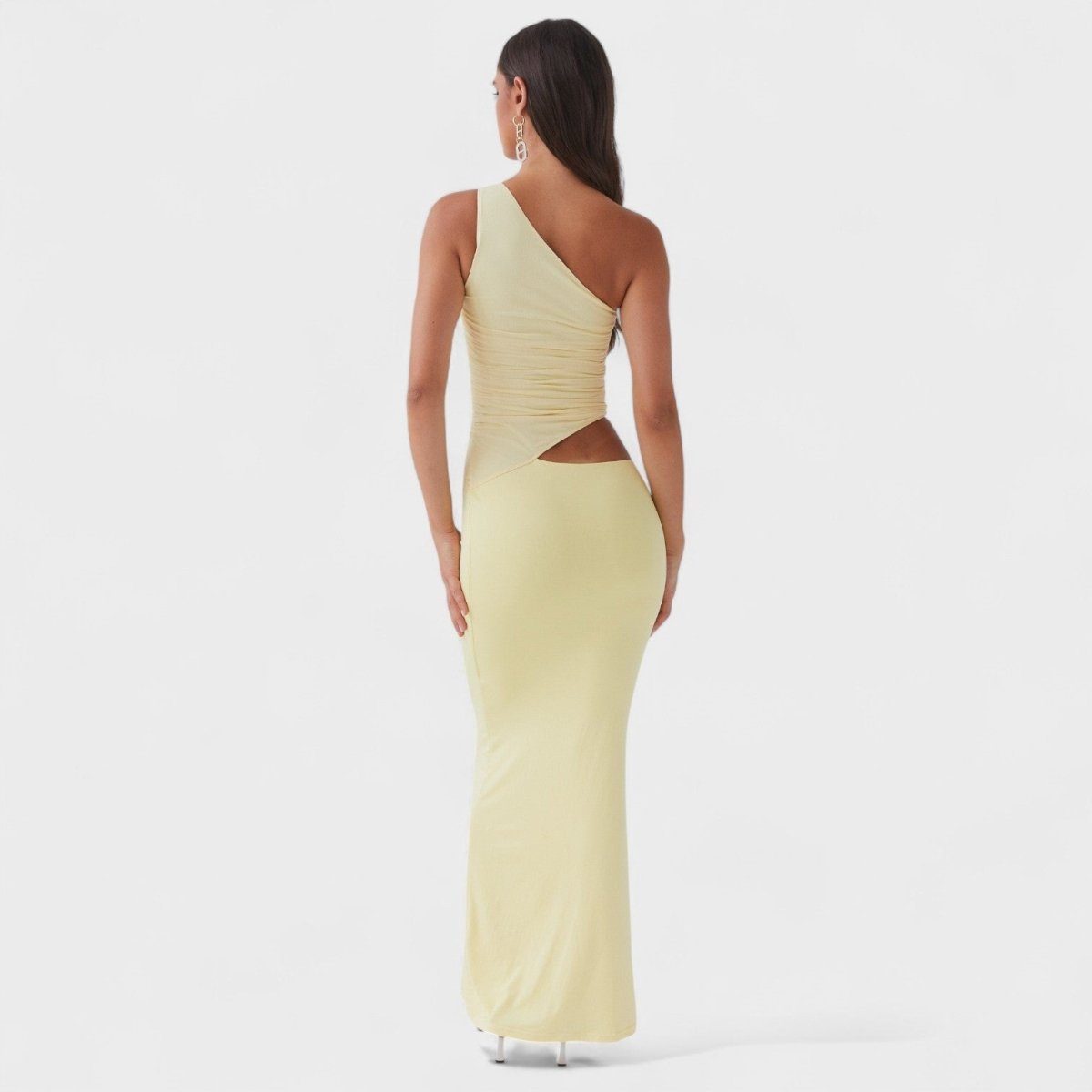 Seranella™ | Vestido maxi assimétrico com recorte - | Benedita Lisboa