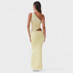 Seranella™ | Vestido maxi assimétrico com recorte - | Benedita Lisboa