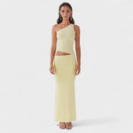 Seranella™ | Vestido maxi assimétrico com recorte - | Benedita Lisboa