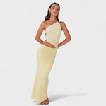 Seranella™ | Vestido maxi assimétrico com recorte - | Benedita Lisboa