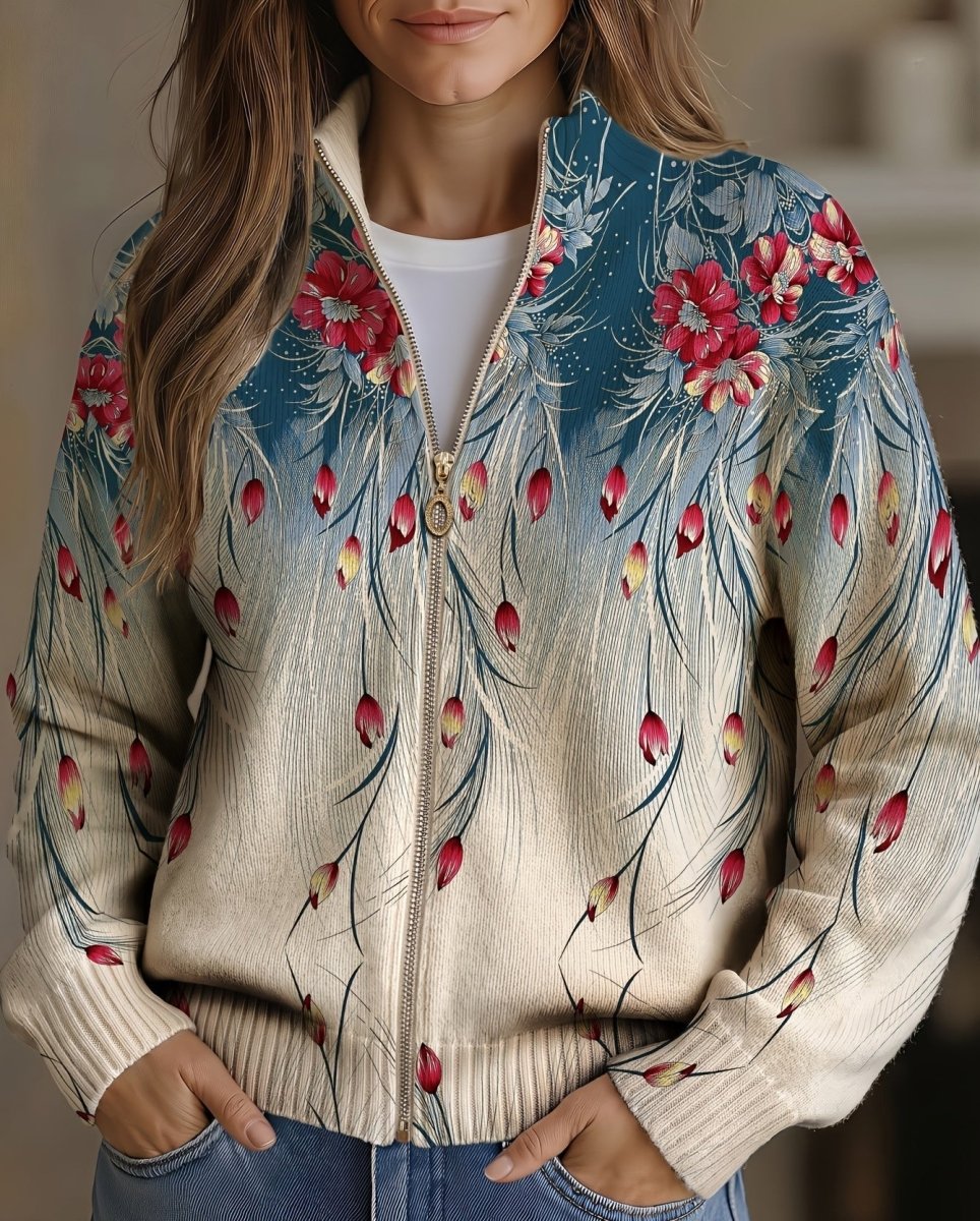 Seraphine™ | Estampado Degradê de Penas de Pavão e Flores - | Benedita Lisboa