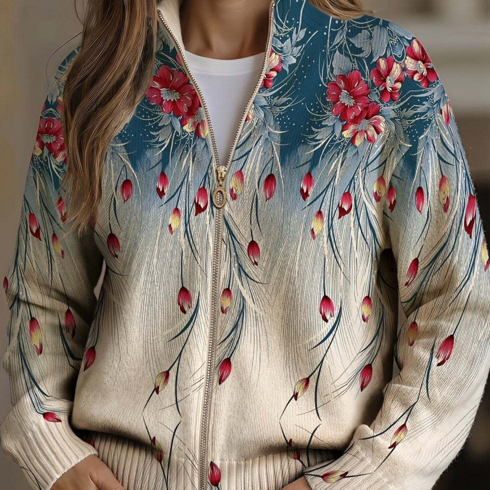 Seraphine™ | Estampado Degradê de Penas de Pavão e Flores - | Benedita Lisboa