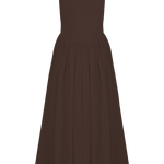 Sharon™ | Vestido midi em malha de esparguete - Castanho cacau - | Benedita Lisboa