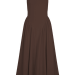 Sharon™ | Vestido midi em malha de esparguete - Castanho cacau - | Benedita Lisboa