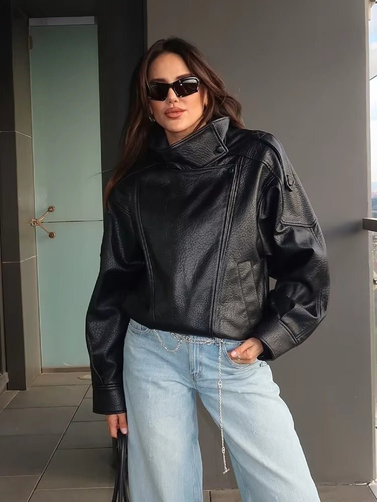 CARLA™ | Casaco de Pele Assimétrico Feminino