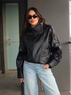 CARLA™ | Casaco de Pele Assimétrico Feminino