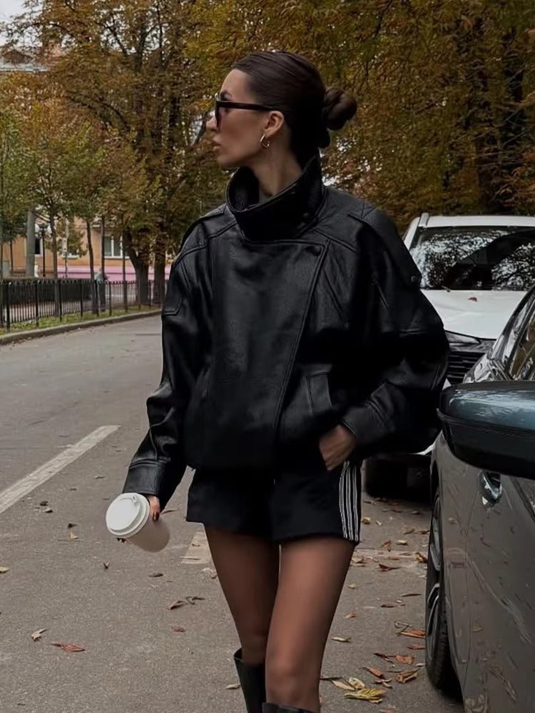 CARLA™ | Casaco de Pele Assimétrico Feminino