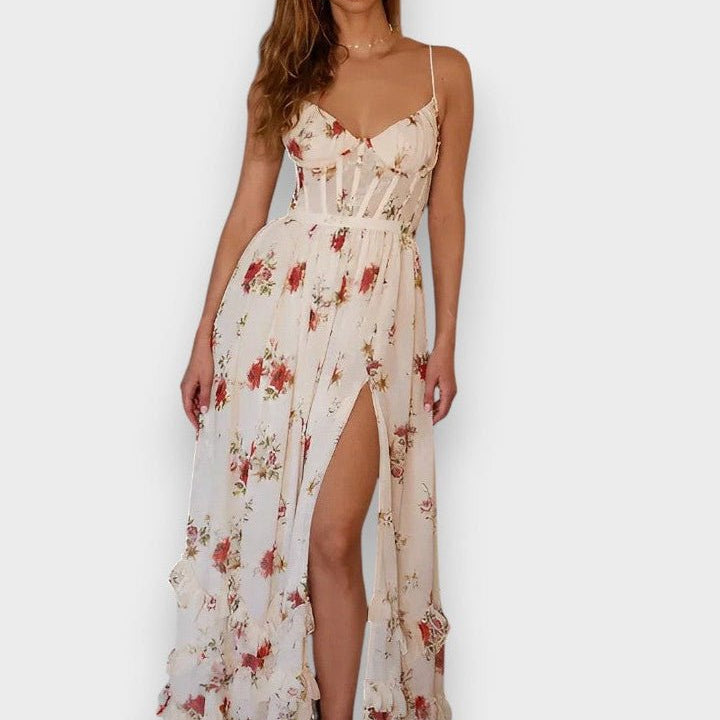 Sónia™ | Vestido midi com padrão floral - | Benedita Lisboa