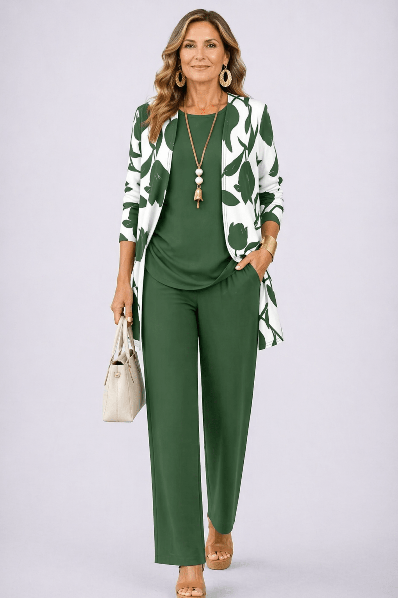 Soraia™ | Conjunto de 3 Peças Verde e Branco - | Benedita Lisboa