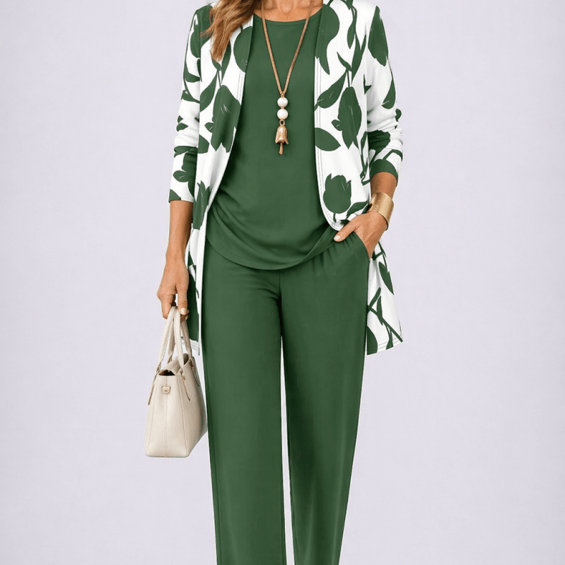 Soraia™ | Conjunto de 3 Peças Verde e Branco - | Benedita Lisboa