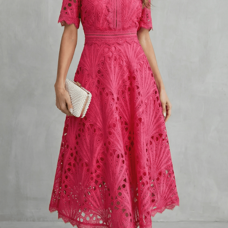 Susana™ | Vestido Midi de Renda Super Elegante - Midi Dresses | Benedita Lisboa