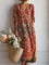 Tânia™ | Vestido Boho Longo Vermelho com Flores - Vestido | Benedita Lisboa
