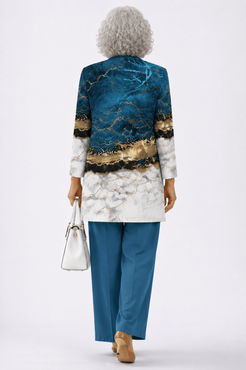 Tatiana™ | Conjunto de 3 Peças Mármore Azul e Dourado - | Benedita Lisboa