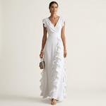 Tatiana™ | Vestido Maxi com Decote em V e Mangas Fluídas em Camadas, Super Elegante - | Benedita Lisboa