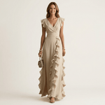 Tatiana™ | Vestido Maxi com Decote em V e Mangas Fluídas em Camadas, Super Elegante - | Benedita Lisboa