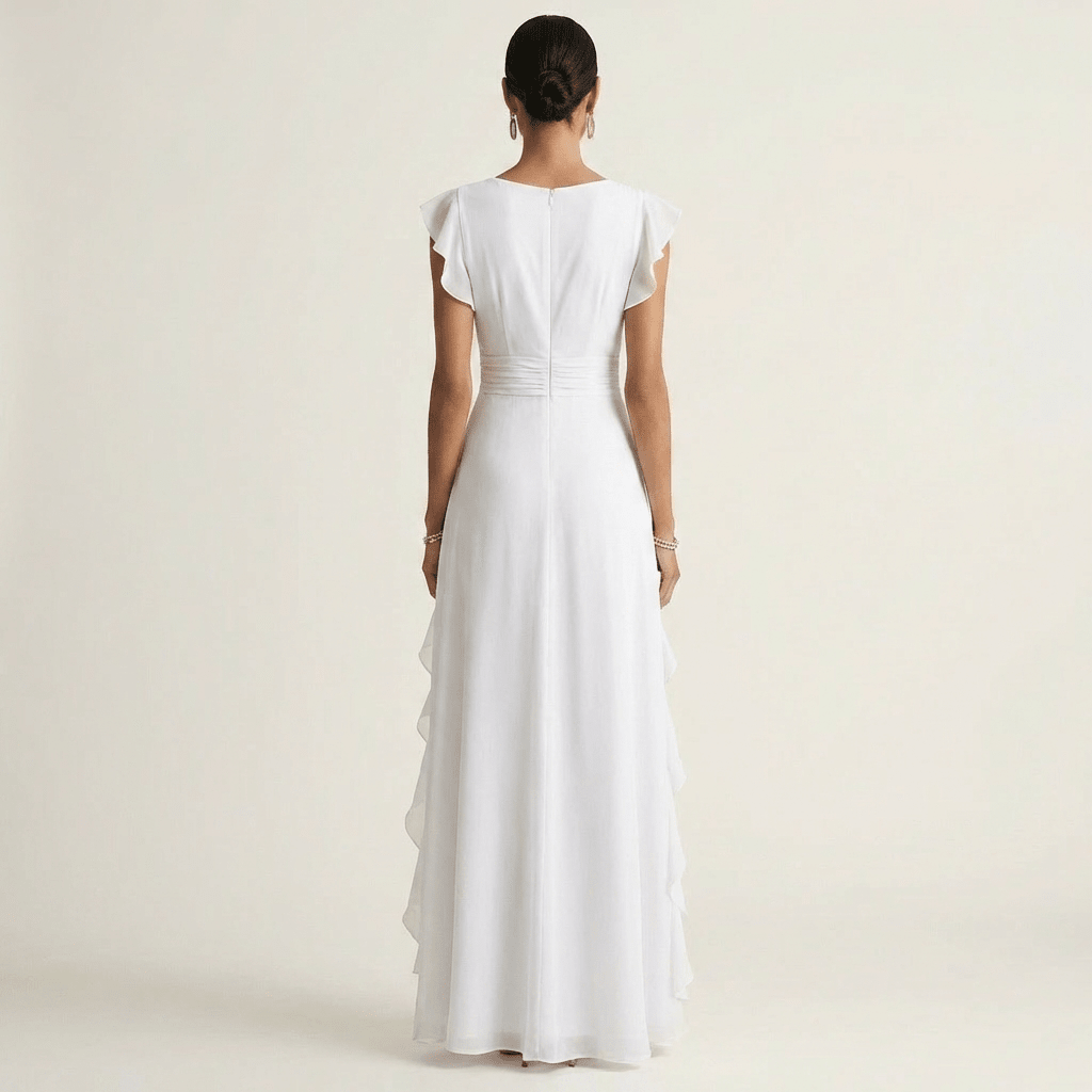 Tatiana™ | Vestido Maxi com Decote em V e Mangas Fluídas em Camadas, Super Elegante - | Benedita Lisboa