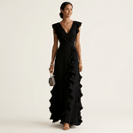 Tatiana™ | Vestido Maxi com Decote em V e Mangas Fluídas em Camadas, Super Elegante - | Benedita Lisboa
