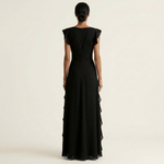 Tatiana™ | Vestido Maxi com Decote em V e Mangas Fluídas em Camadas, Super Elegante - | Benedita Lisboa