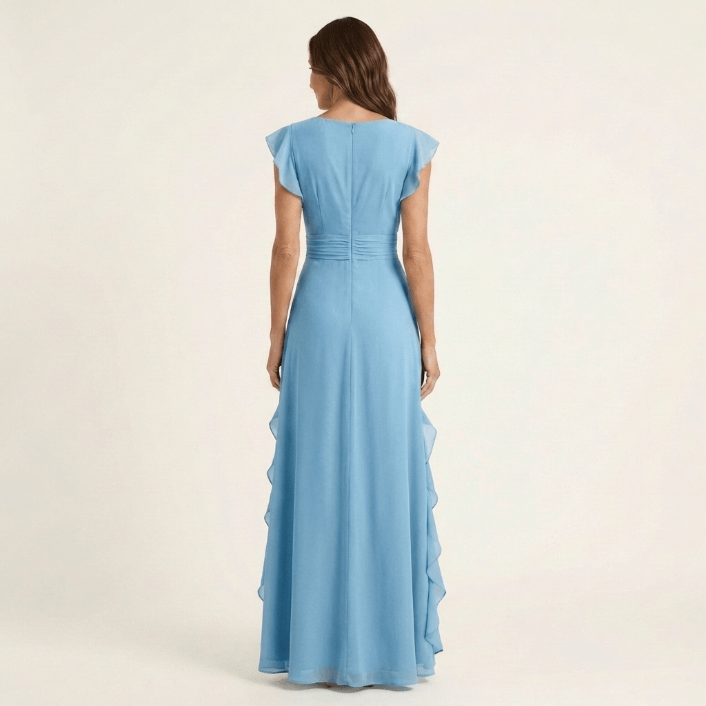 Tatiana™ | Vestido Maxi com Decote em V e Mangas Fluídas em Camadas, Super Elegante - | Benedita Lisboa