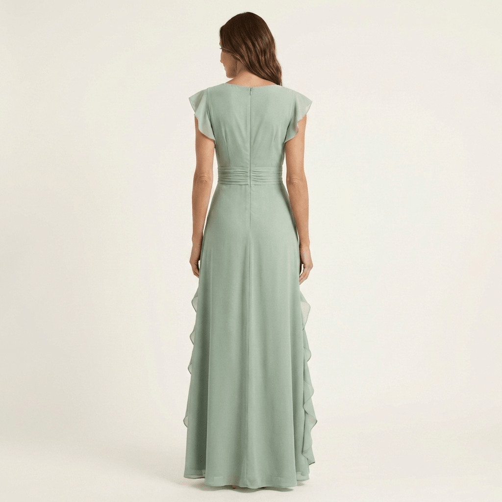 Tatiana™ | Vestido Maxi com Decote em V e Mangas Fluídas em Camadas, Super Elegante - | Benedita Lisboa