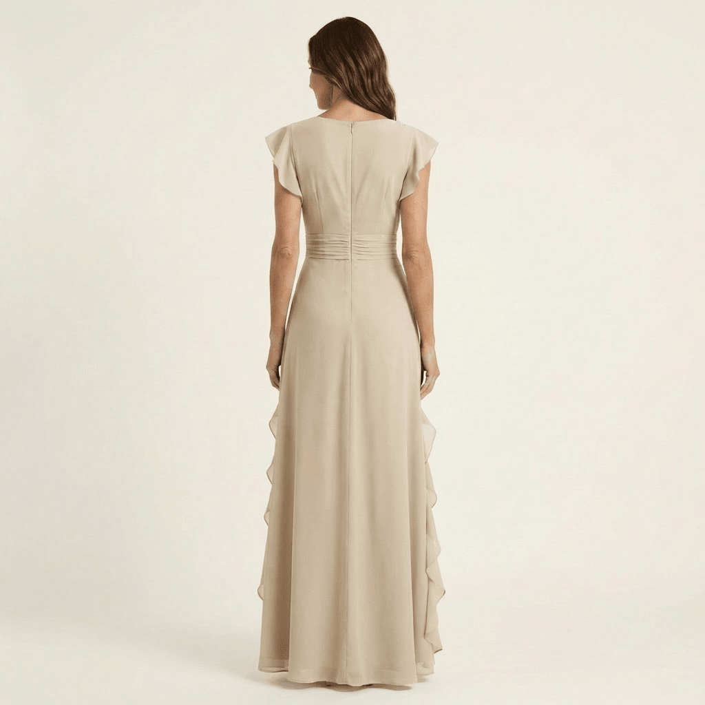 Tatiana™ | Vestido Maxi com Decote em V e Mangas Fluídas em Camadas, Super Elegante - | Benedita Lisboa