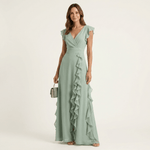Tatiana™ | Vestido Maxi com Decote em V e Mangas Fluídas em Camadas, Super Elegante - | Benedita Lisboa